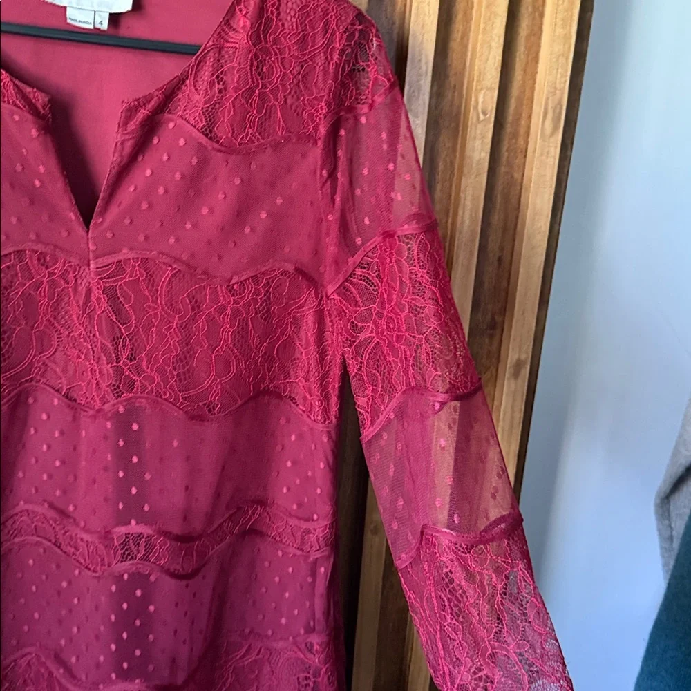 Sachin and Babi Lace Detail Ruffle hem Mini Dress. 4 - Picture 8 of 11